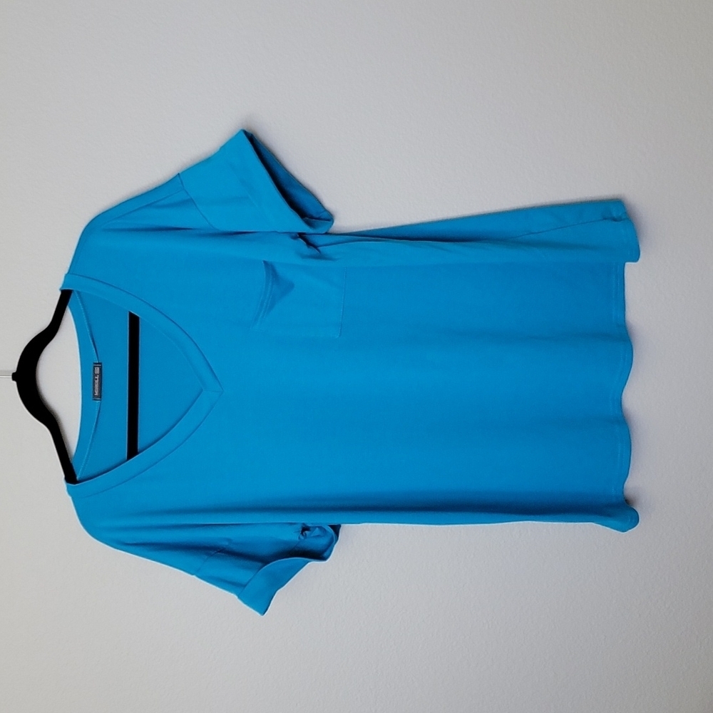 Miholl Vibrant Casual turquoise v neck pocket short sleeve tee XXL